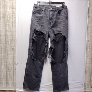 NWT American Eagle Baggy Mom Jeans Washed Black Sz 14